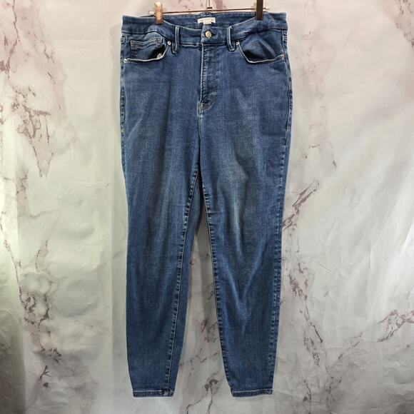 Good American Jeans Womens 14 16 18 Denim High Rise Medium Wash Full Length - Picture 5 of 11